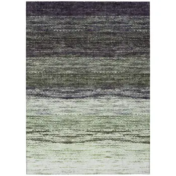 8' X 10' Green Ivory And Purple Ombre Washable Indoor Outdoor Area Rug