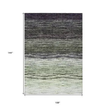 9' X 12' Green Ivory And Purple Ombre Washable Indoor Outdoor Area Rug