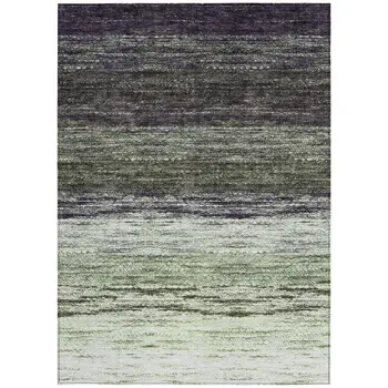 9' X 12' Green Ivory And Purple Ombre Washable Indoor Outdoor Area Rug