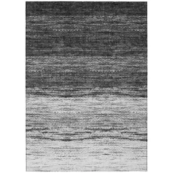 3' X 5' Gray Silver And Ivory Ombre Washable Indoor Outdoor Area Rug