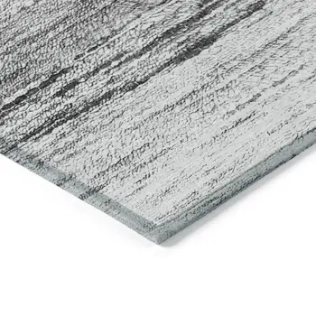 3' X 5' Gray Silver And Ivory Ombre Washable Indoor Outdoor Area Rug