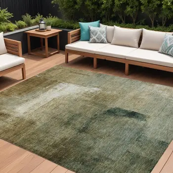 8' X 10' Brown Beige And Ivory Abstract Washable Indoor Outdoor Area Rug