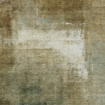 9' X 12' Brown Beige And Ivory Abstract Washable Indoor Outdoor Area Rug