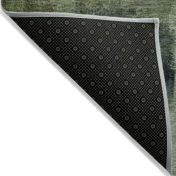 3' X 5' Artichoke Green And Sage Abstract Washable Indoor Outdoor Area Rug