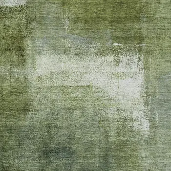 3' X 5' Artichoke Green And Sage Abstract Washable Indoor Outdoor Area Rug