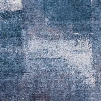 8' X 10' Navy Blue And Sky Blue Abstract Washable Indoor Outdoor Area Rug