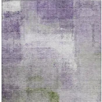 5' X 8' Purple Lavender And Green Abstract Washable Indoor Outdoor Area Rug