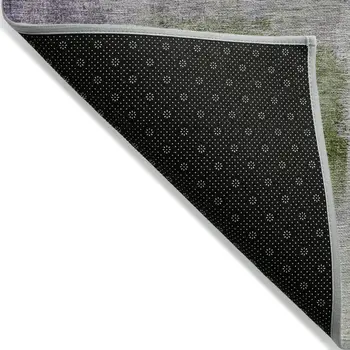 5' X 8' Purple Lavender And Green Abstract Washable Indoor Outdoor Area Rug