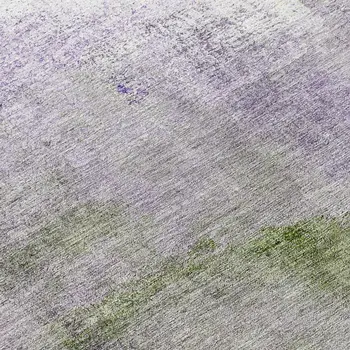 8' Purple Lavender And Green Round Abstract Washable Indoor Outdoor Area Rug