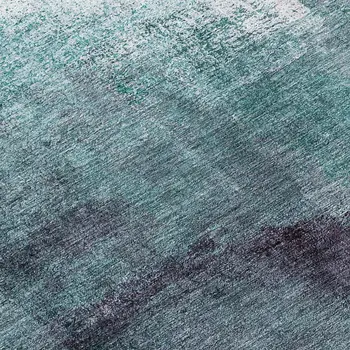 8' Teal Blue Aqua And Ivory Round Abstract Washable Indoor Outdoor Area Rug