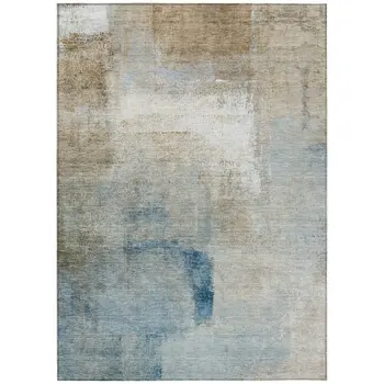 3' X 5' Taupe Beige And Ivory Abstract Washable Indoor Outdoor Area Rug