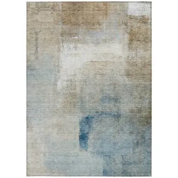 5' X 8' Taupe Beige And Ivory Abstract Washable Indoor Outdoor Area Rug