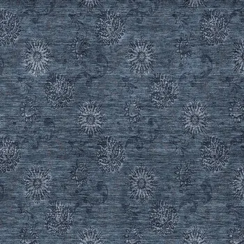 5' X 8' Blue And Navy Blue Floral Washable Indoor Outdoor Area Rug