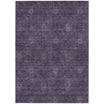 3' X 5' Eggplant And Purple Floral Washable Indoor Outdoor Area Rug