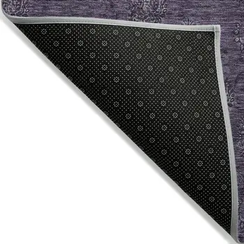 10' X 14' Eggplant And Purple Floral Washable Indoor Outdoor Area Rug