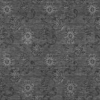 8' X 10' Gray And Charcoal Floral Washable Indoor Outdoor Area Rug