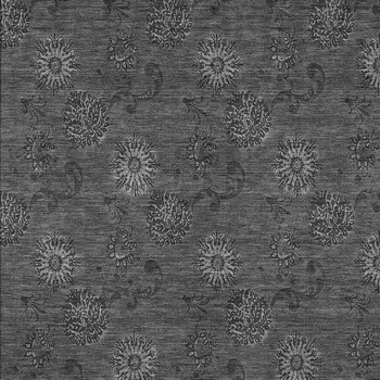 9' X 12' Gray And Charcoal Floral Washable Indoor Outdoor Area Rug