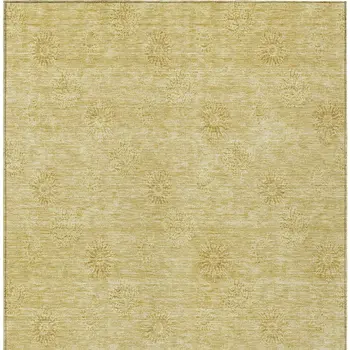 5' X 8' Gold And Ivory Floral Washable Indoor Outdoor Area Rug