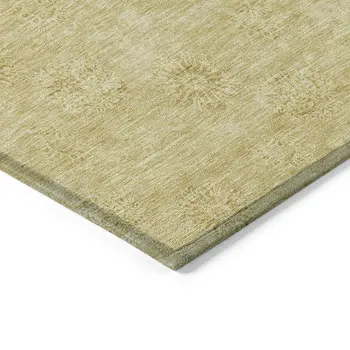 5' X 8' Gold And Ivory Floral Washable Indoor Outdoor Area Rug