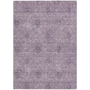 3' X 5' Plum And Purple Floral Washable Indoor Outdoor Area Rug