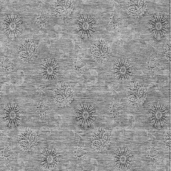 3' X 5' Pewter And Gray Floral Washable Indoor Outdoor Area Rug