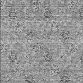 8' X 10' Pewter And Gray Floral Washable Indoor Outdoor Area Rug