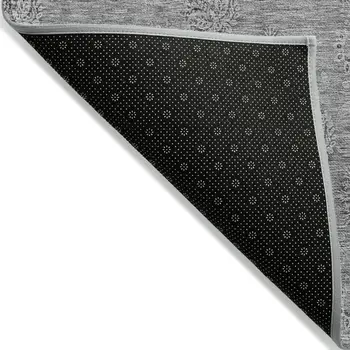 10' X 14' Pewter And Gray Floral Washable Indoor Outdoor Area Rug