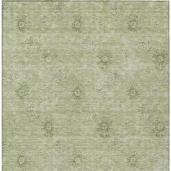 3' X 5' Sage And Artichoke Green Floral Washable Indoor Outdoor Area Rug