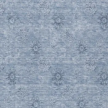 3' X 5' Sky Blue And Blue Floral Washable Indoor Outdoor Area Rug