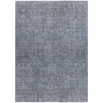 8' X 10' Navy Blue And Gray Southwestern Washable Indoor Outdoor Area Rug