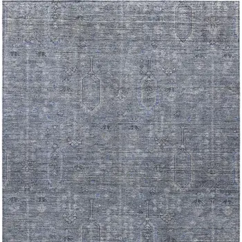 10' X 14' Navy Blue And Gray Southwestern Washable Indoor Outdoor Area Rug