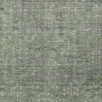 5' X 8' Fern Green And Gray Southwestern Washable Indoor Outdoor Area Rug