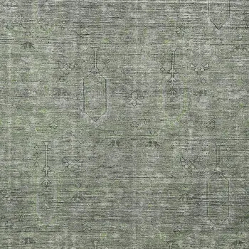 9' X 12' Fern Green And Gray Southwestern Washable Indoor Outdoor Area Rug