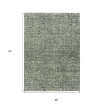 10' X 14' Fern Green And Gray Southwestern Washable Indoor Outdoor Area Rug