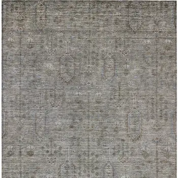 8' X 10' Gray And Silver Southwestern Washable Indoor Outdoor Area Rug