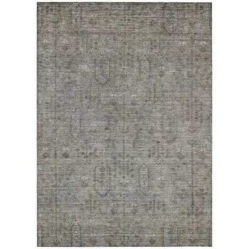 8' X 10' Gray And Silver Southwestern Washable Indoor Outdoor Area Rug