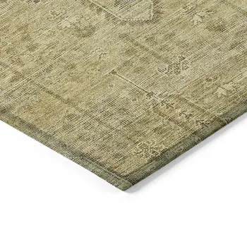 9' X 12' Gold And Taupe Southwestern Washable Indoor Outdoor Area Rug