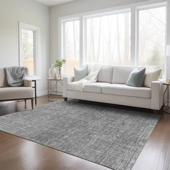 3' X 5' Gray And Charcoal Southwestern Washable Indoor Outdoor Area Rug
