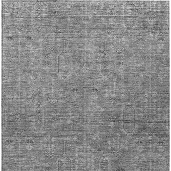 9' X 12' Gray And Charcoal Southwestern Washable Indoor Outdoor Area Rug