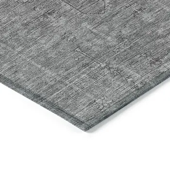 9' X 12' Gray And Charcoal Southwestern Washable Indoor Outdoor Area Rug