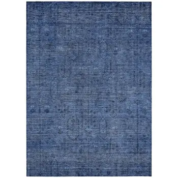 3' X 5' Navy Blue And Blue Southwestern Washable Indoor Outdoor Area Rug