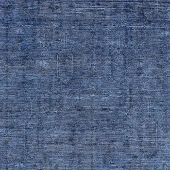 3' X 5' Navy Blue And Blue Southwestern Washable Indoor Outdoor Area Rug