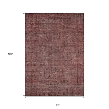 8' X 10' Orange And Copper Southwestern Washable Indoor Outdoor Area Rug