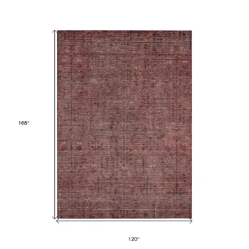 10' X 14' Orange And Copper Southwestern Washable Indoor Outdoor Area Rug