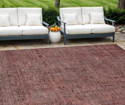 10' X 14' Orange And Copper Southwestern Washable Indoor Outdoor Area Rug