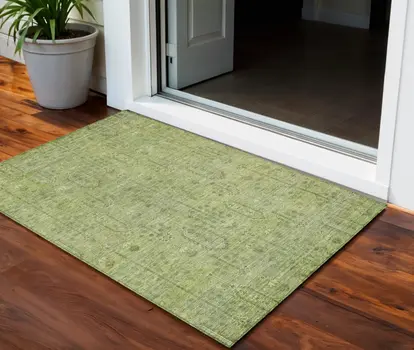 3' X 5' Sage And Artichoke Green Southwestern Washable Indoor Outdoor Area Rug