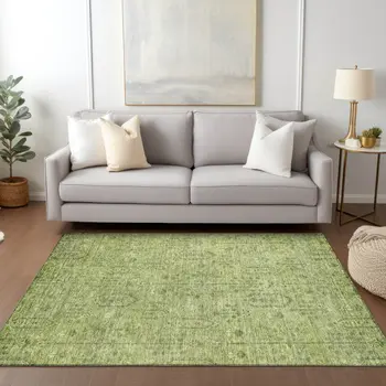 3' X 5' Sage And Artichoke Green Southwestern Washable Indoor Outdoor Area Rug