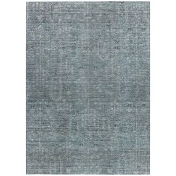 3' X 5' Teal Blue And Gray Southwestern Washable Indoor Outdoor Area Rug