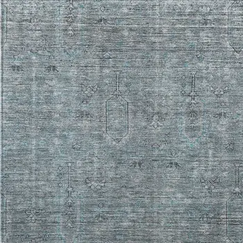 5' X 8' Teal Blue And Gray Southwestern Washable Indoor Outdoor Area Rug