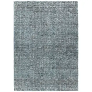 10' X 14' Teal Blue And Gray Southwestern Washable Indoor Outdoor Area Rug